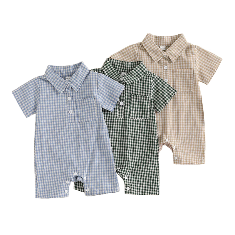 Checkered Pocket Rompers | 3 Colours