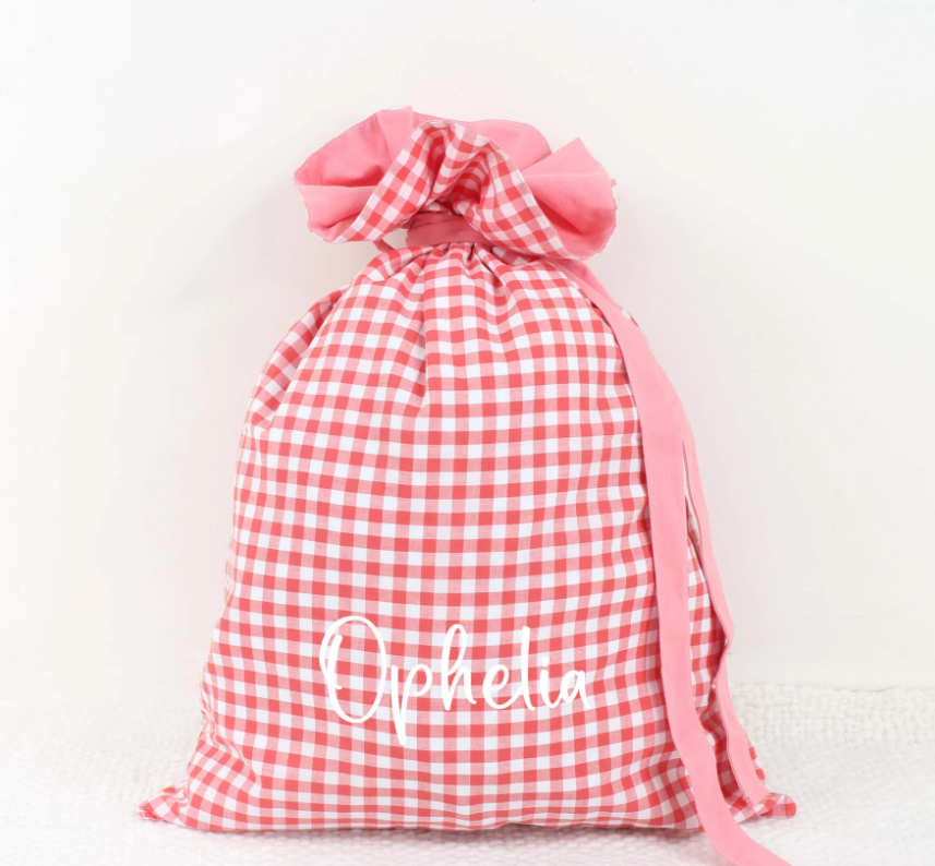 Meridian Etch - Personalised Name Gingham Santa Sack | Various Colours