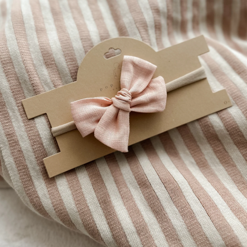 Pop Ya Tot - Linen Baby Bow Headband | Blush