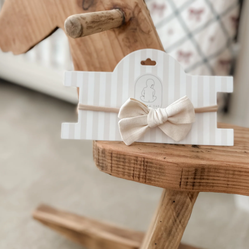 Pop Ya Tot - Linen Baby Bow Headband | Ivory