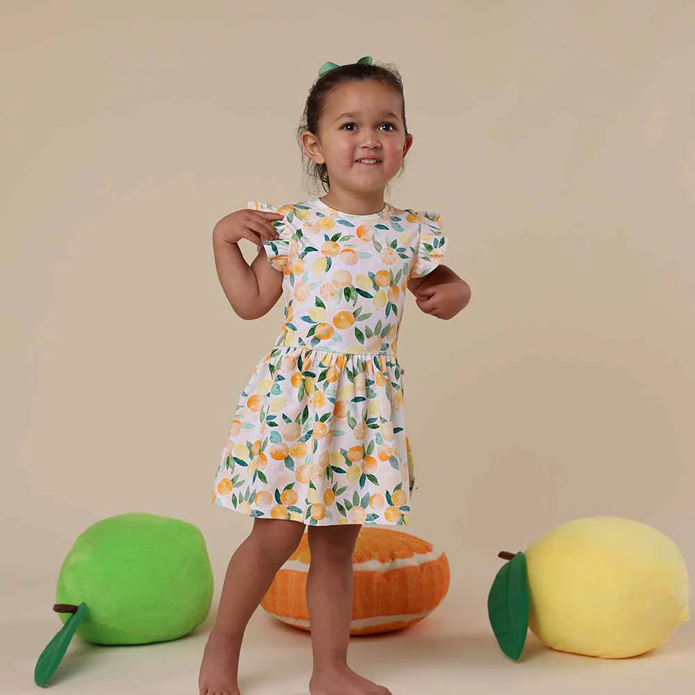 Snuggle Hunny Kids - Organic Dress | Sunny Citrus