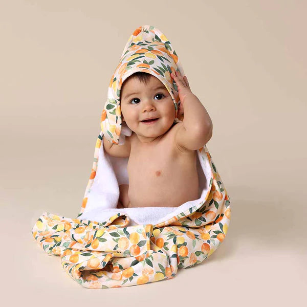 Snuggle Hunny Kids - Organic Hooded Baby Towel | Sunny Citrus