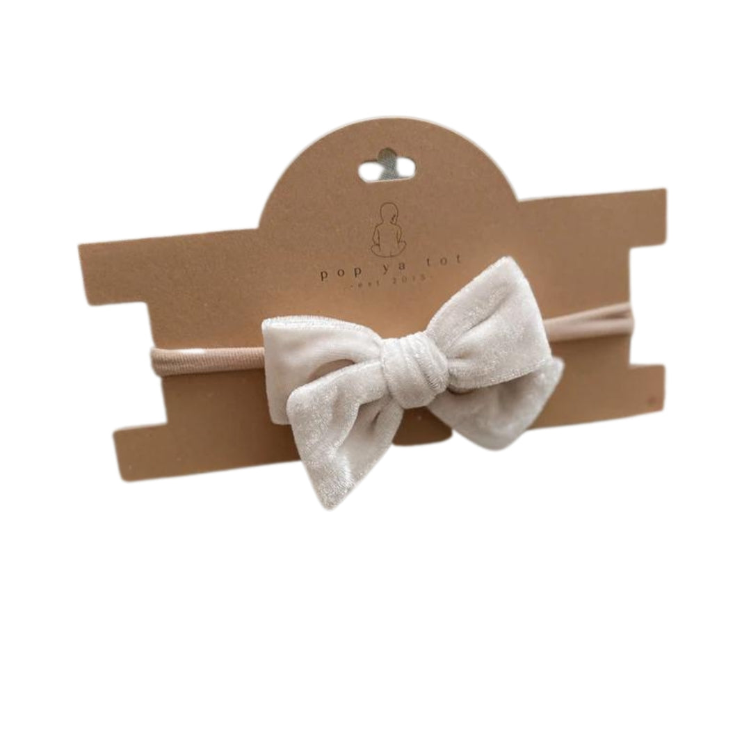 Pop Ya Tot - Velvet Baby Bow Headband | Milk