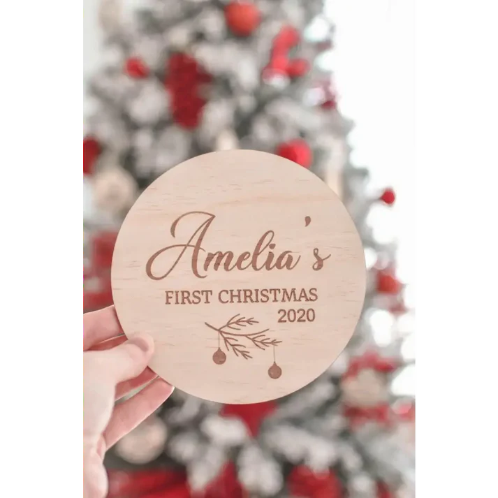 Timber Tinkers -  Personalised Baby's First Christmas Plaque 2025