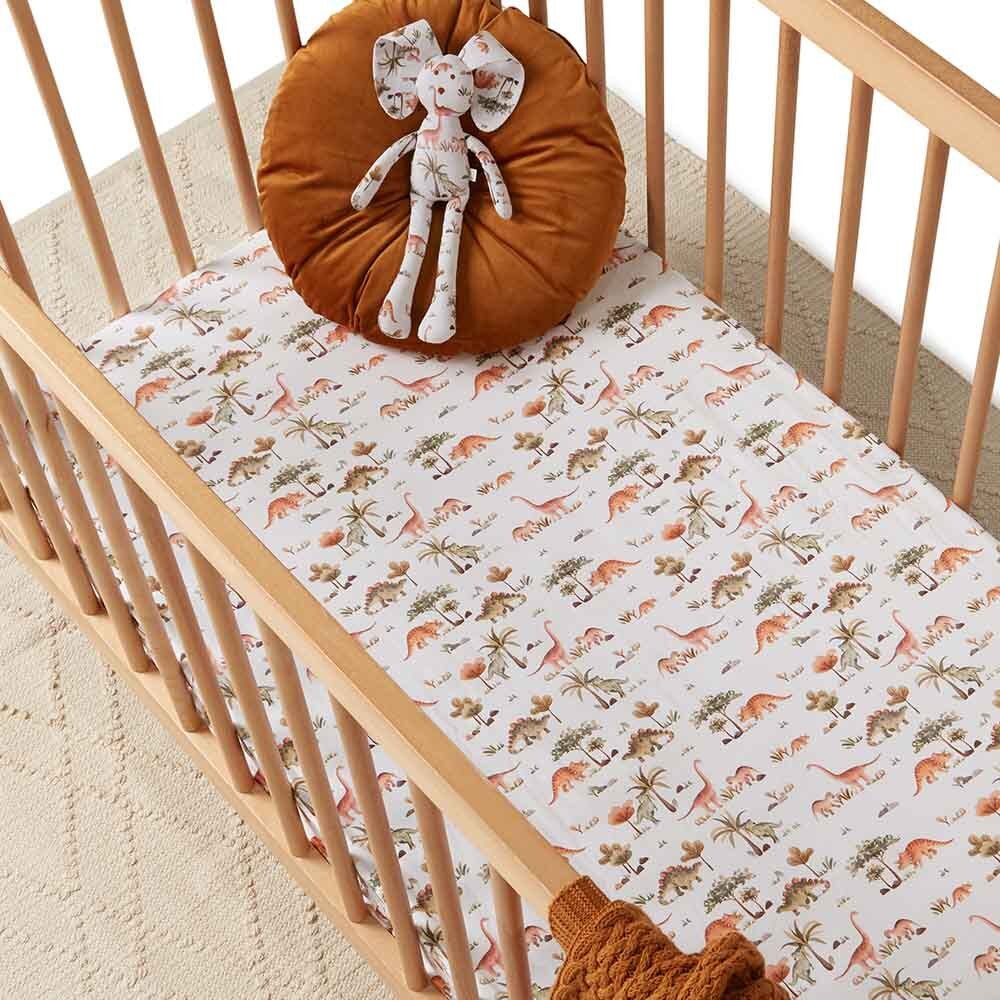 Snuggle Hunny Kids - Organic Fitted Cot Sheet | Dino