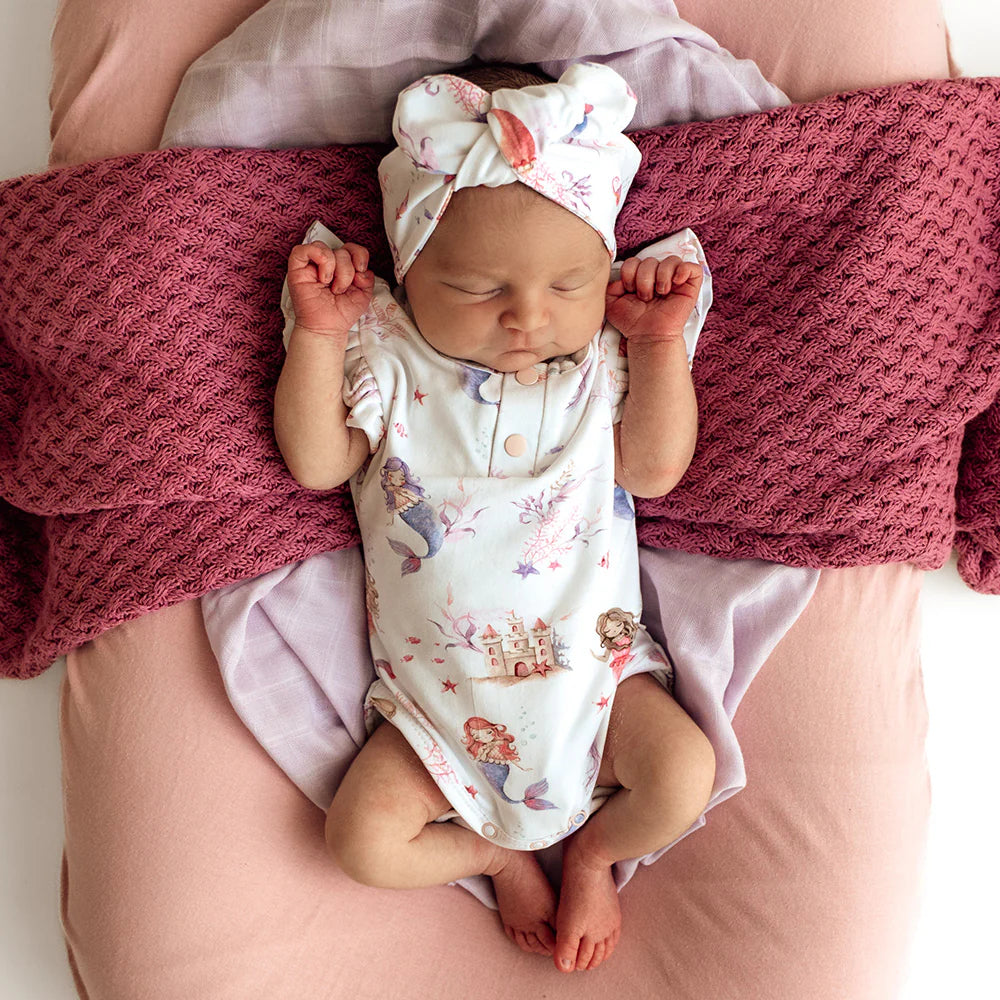 Snuggle Hunny Kids - Short Sleeve Frill Organic Bodysuit | Mermaid