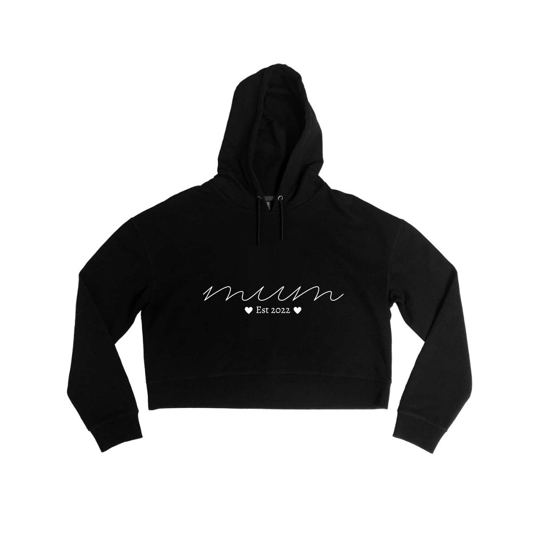 MLW By Design - Personalised Established Mum Adult Crop Hoodie | Various Colours
