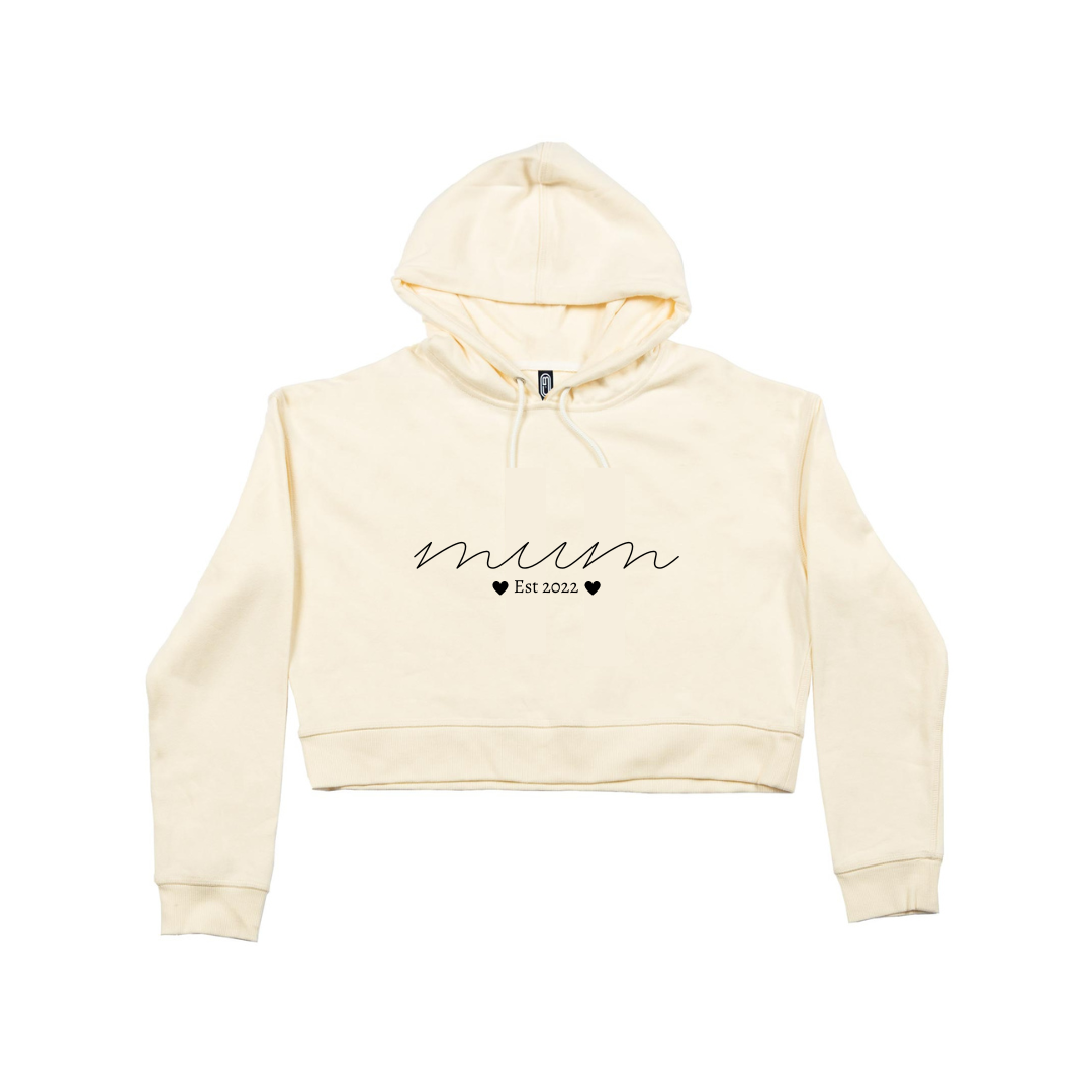 MLW By Design - Personalised Established Mum Adult Crop Hoodie | Various Colours