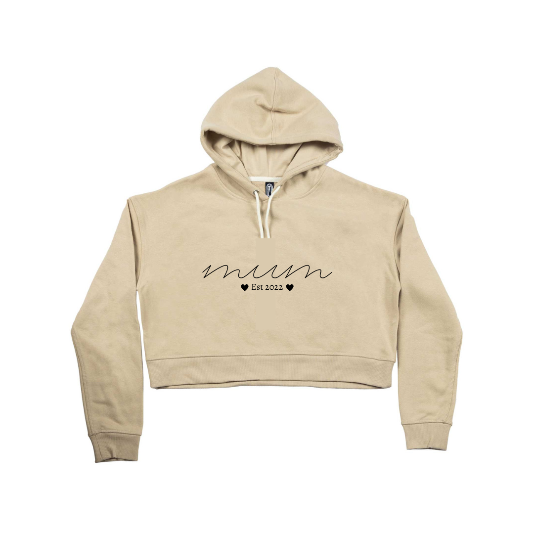 MLW By Design - Personalised Established Mum Adult Crop Hoodie | Various Colours
