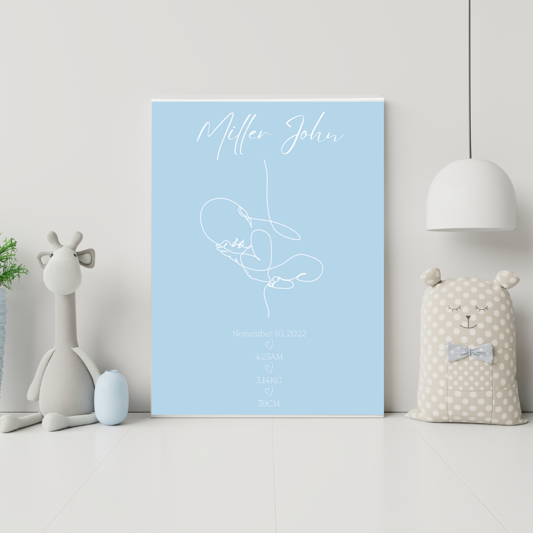 MLW By Design - Minimalist Baby Personalised Birth Details Canvas Print