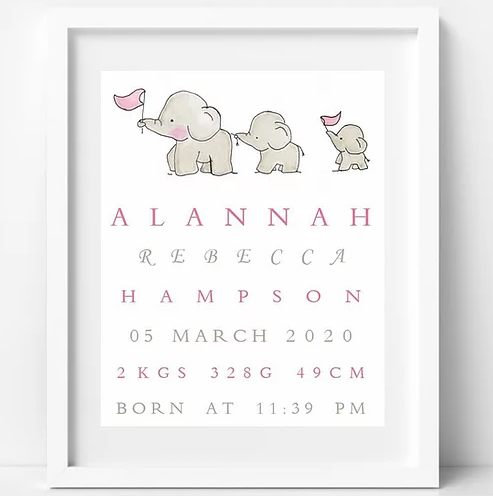 BabyCusch - Pink Elephant Train Family Frame