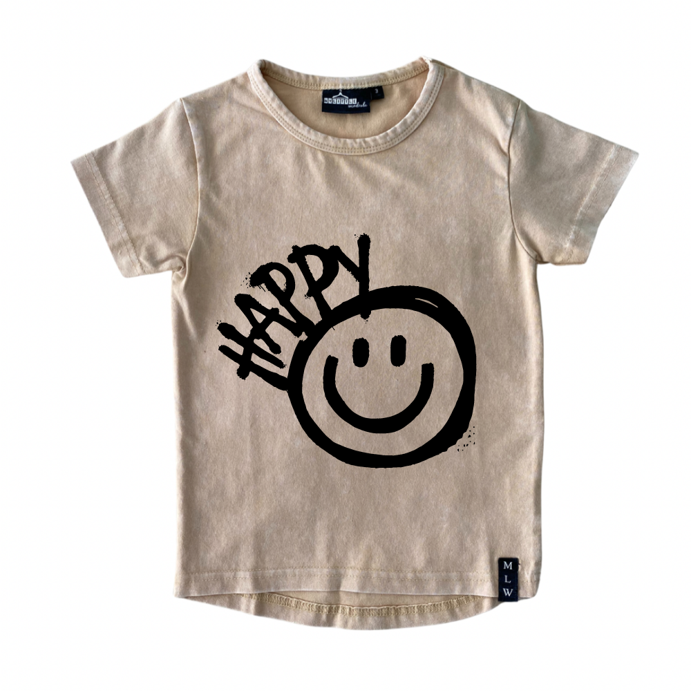 MLW By Design - Happy Graffiti Sand Stonewash Tee