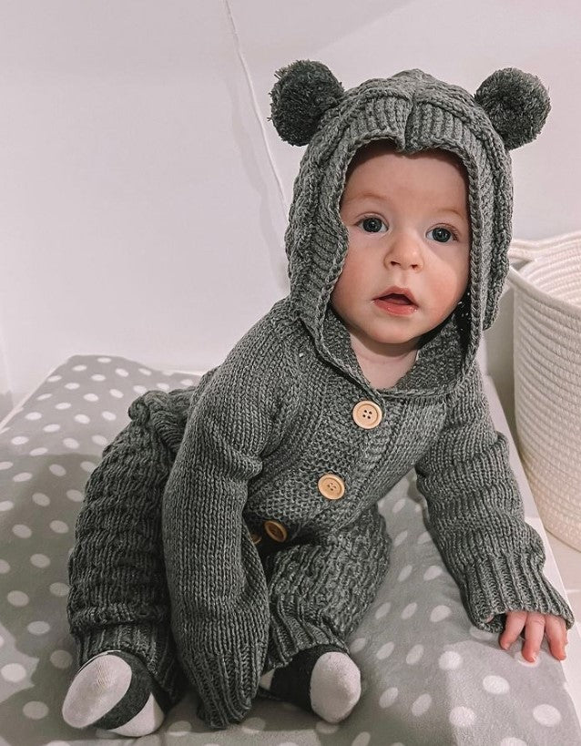 Bear Knit Onesie | Charcoal