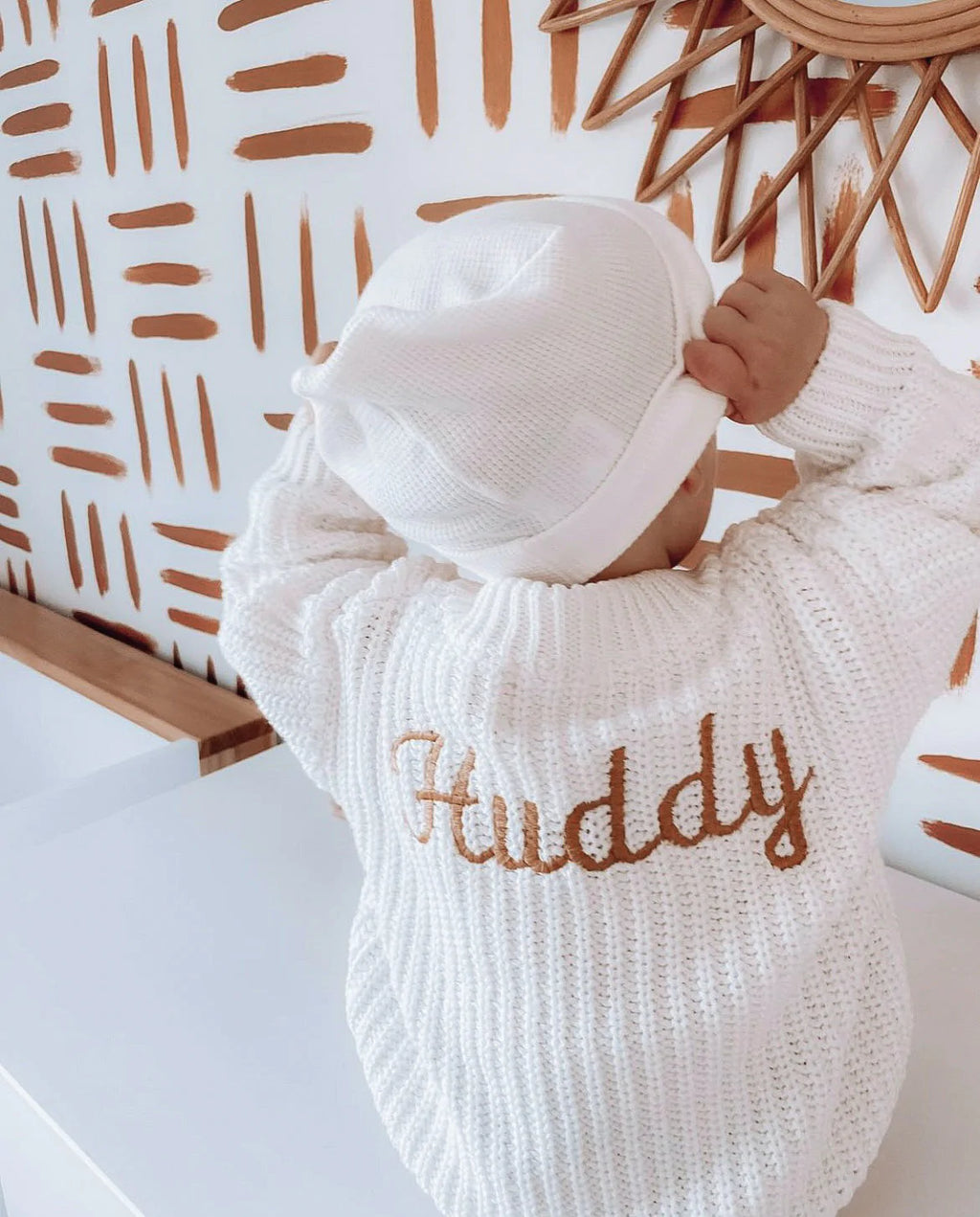 Little Zemi Knit Jumper Pure White Personalised My Little Wardrobe