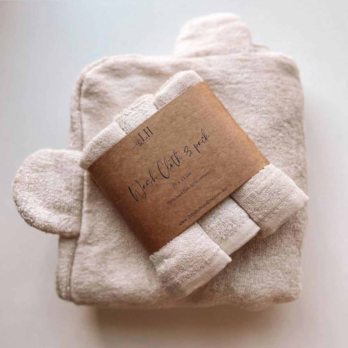 Lilla Hjärtat - Hooded Towel & Wash Cloth Set | Wheat *CLEARANCE*
