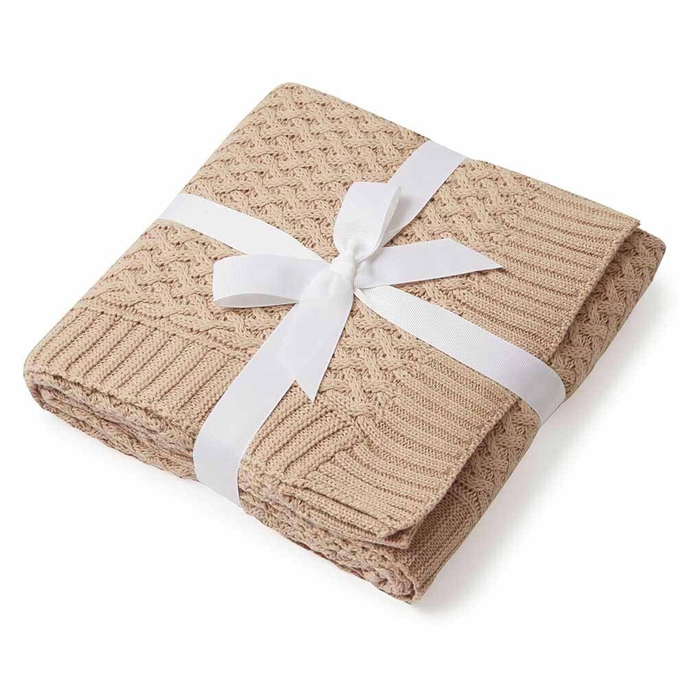 Snuggle Hunny Kids - Diamond Knit Baby Blanket | Hazelnut