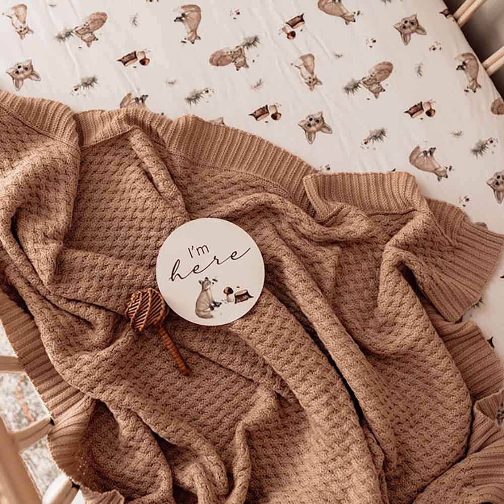Snuggle Hunny Kids - Diamond Knit Baby Blanket | Hazelnut