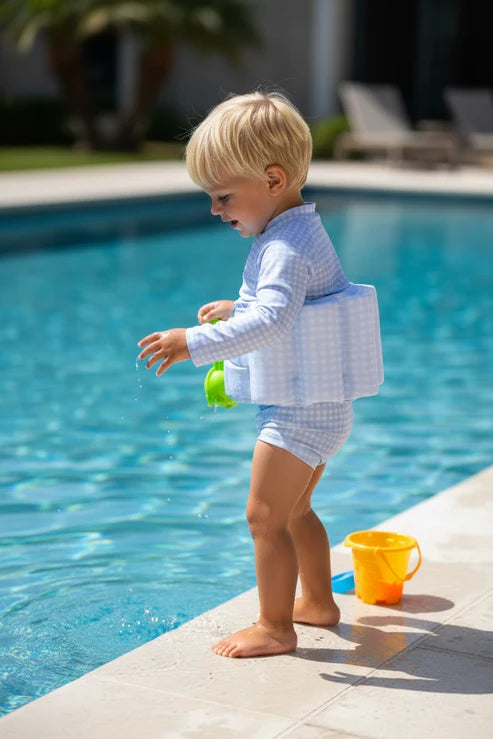 Little Soleil - Long Sleeve Floatsuit | Blue Check