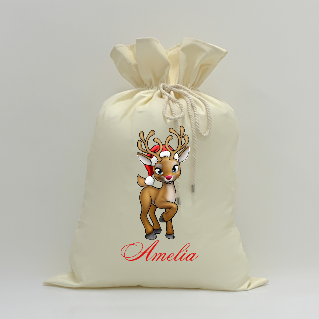 MLW By Design - Personalised Reindeer Santa Sack