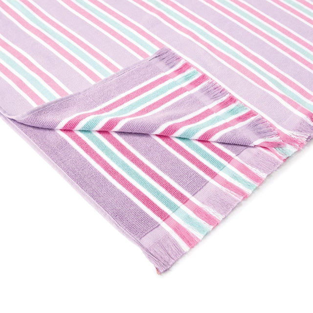 MLW By Design - Personalised Poncho Beach Towel | Lilac & Green Stripes *LIMITED EDITION*