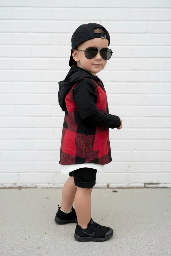 LiL'G & Co. - Checkered Jacket | Red (runs small-size up)