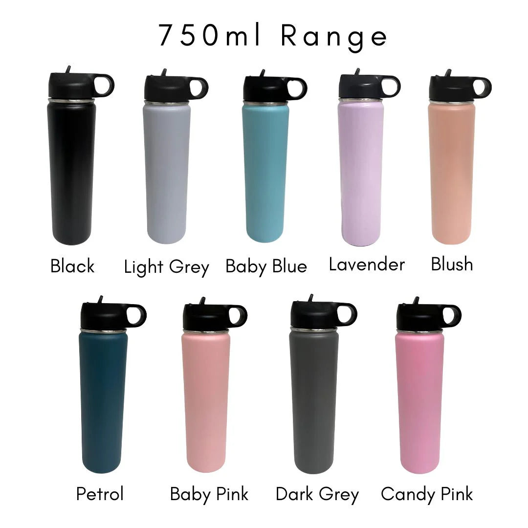CMC GOLD - Personalised Large Stainless Steel Drink Bottle 750ml | Various Colours