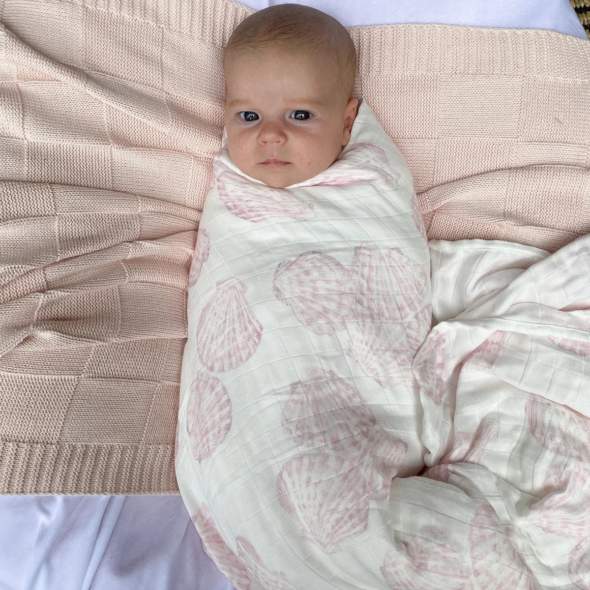 Anchor & Arrow - Organic Bamboo Cotton Baby Swaddle | Sea Shells