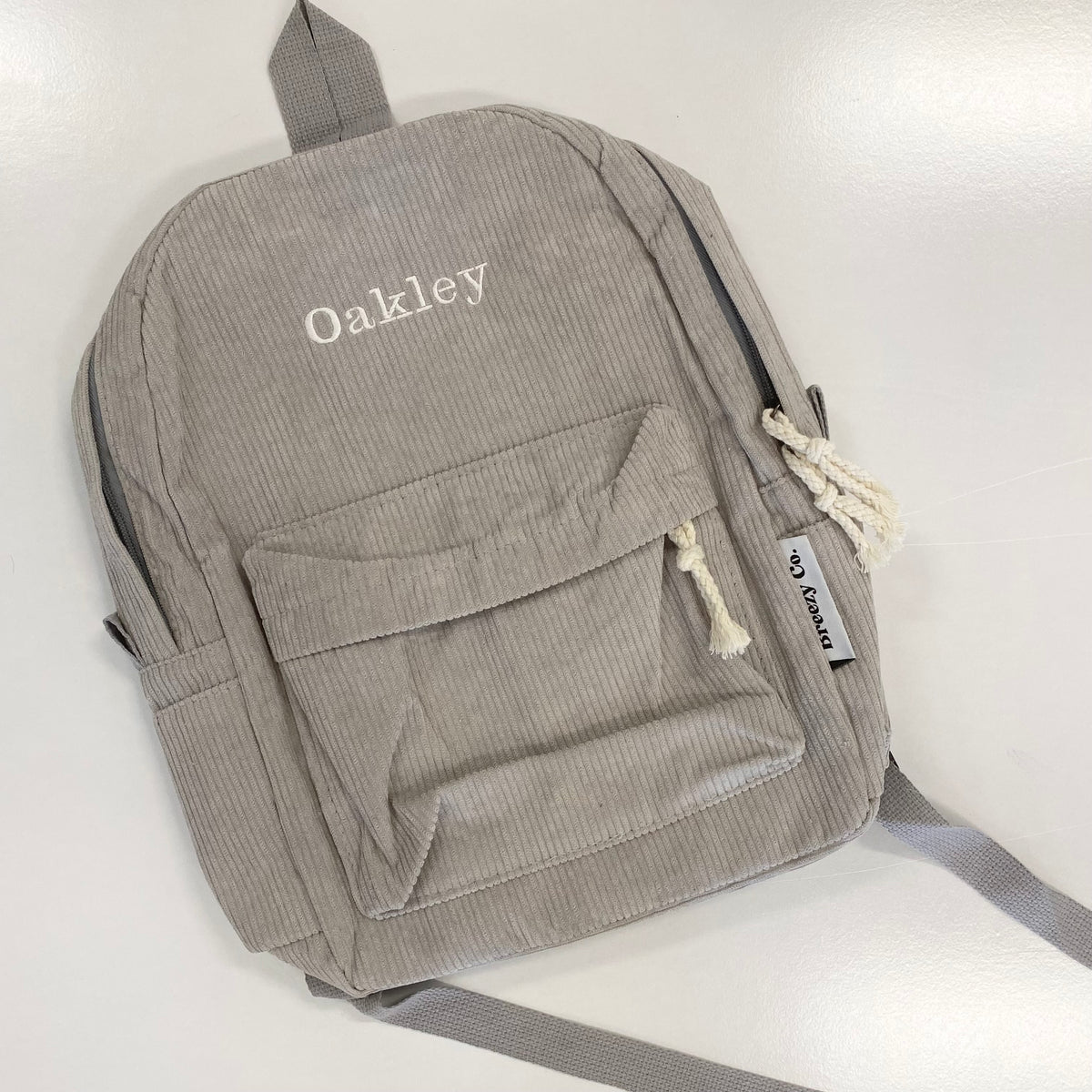 Breezy Co. - Personalised Corduroy Backpack | Grey