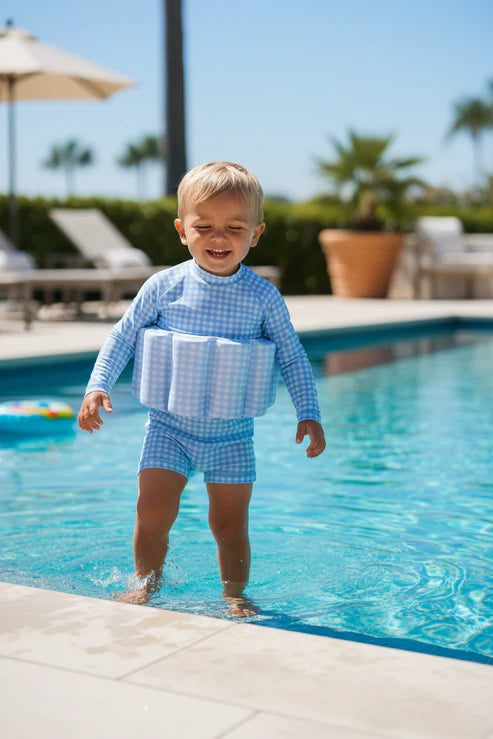 Little Soleil - Long Sleeve Floatsuit | Blue Check