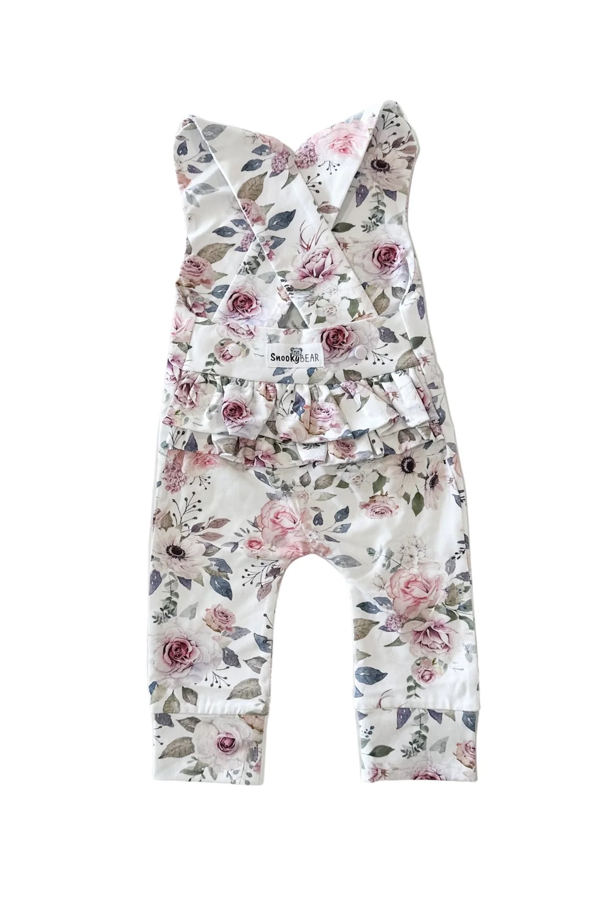 Snooky Bear - Frilly Long Overalls | Floral Sky