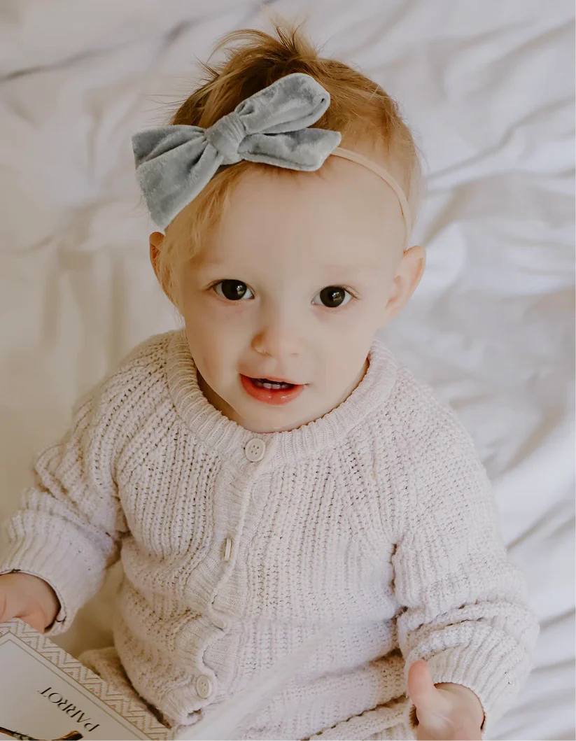 Pop Ya Tot Velvet Bow Headband Sky My Little Wardrobe