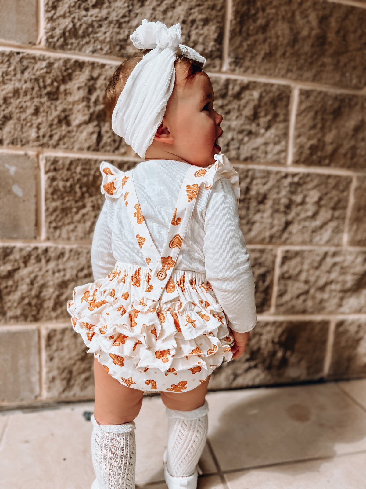 Breezy Co. - Christmas Gingerbread Frilly Romper