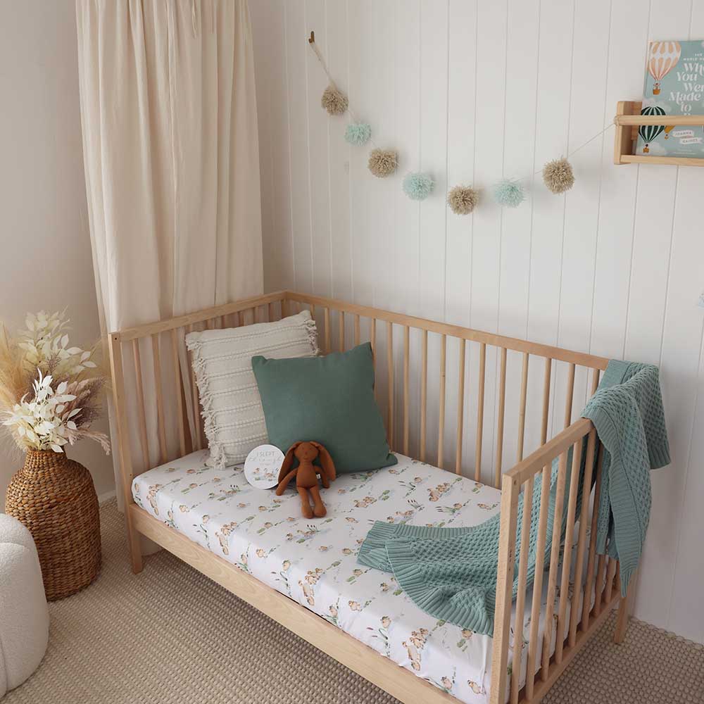 Snuggle Hunny Kids - Organic Fitted Cot Sheet | Duck pond
