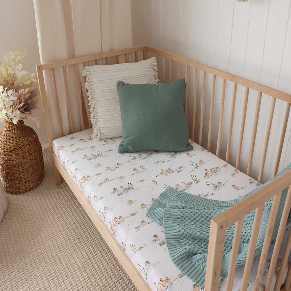 Snuggle Hunny Kids - Organic Fitted Cot Sheet | Duck pond