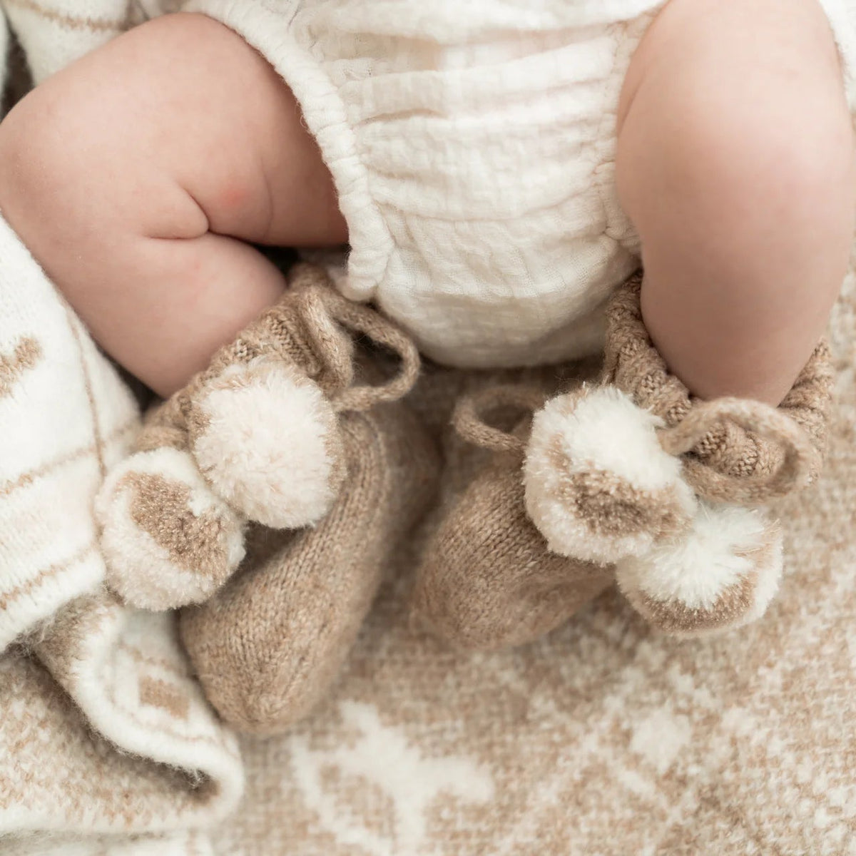 Pop Ya Tot - Pom Pom Booties | Latte