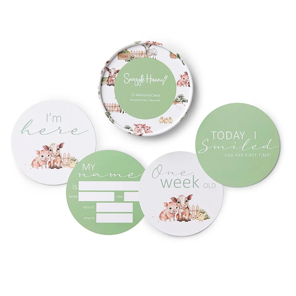 Snuggle Hunny Kids - Reversible Milestone Cards | Farm & Mint