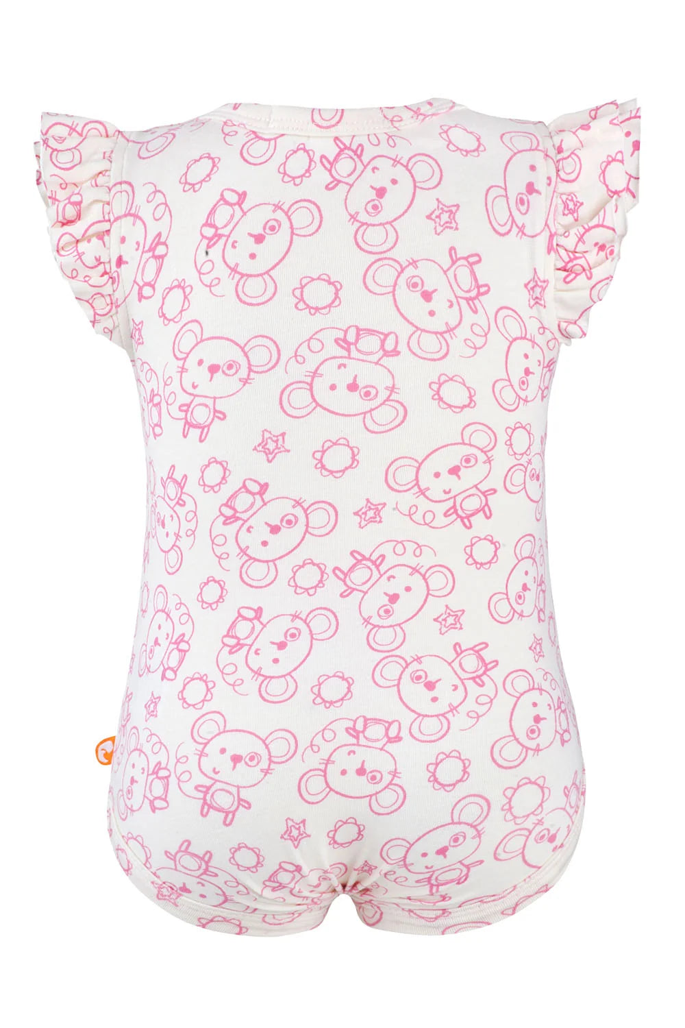 Sparkle Creative - Milk Cotton Frill Sleeve Jumpsuit | Pink Mouse Print