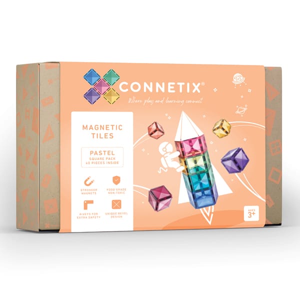 Connetix Tiles - 40 Piece Pastel Square Pack