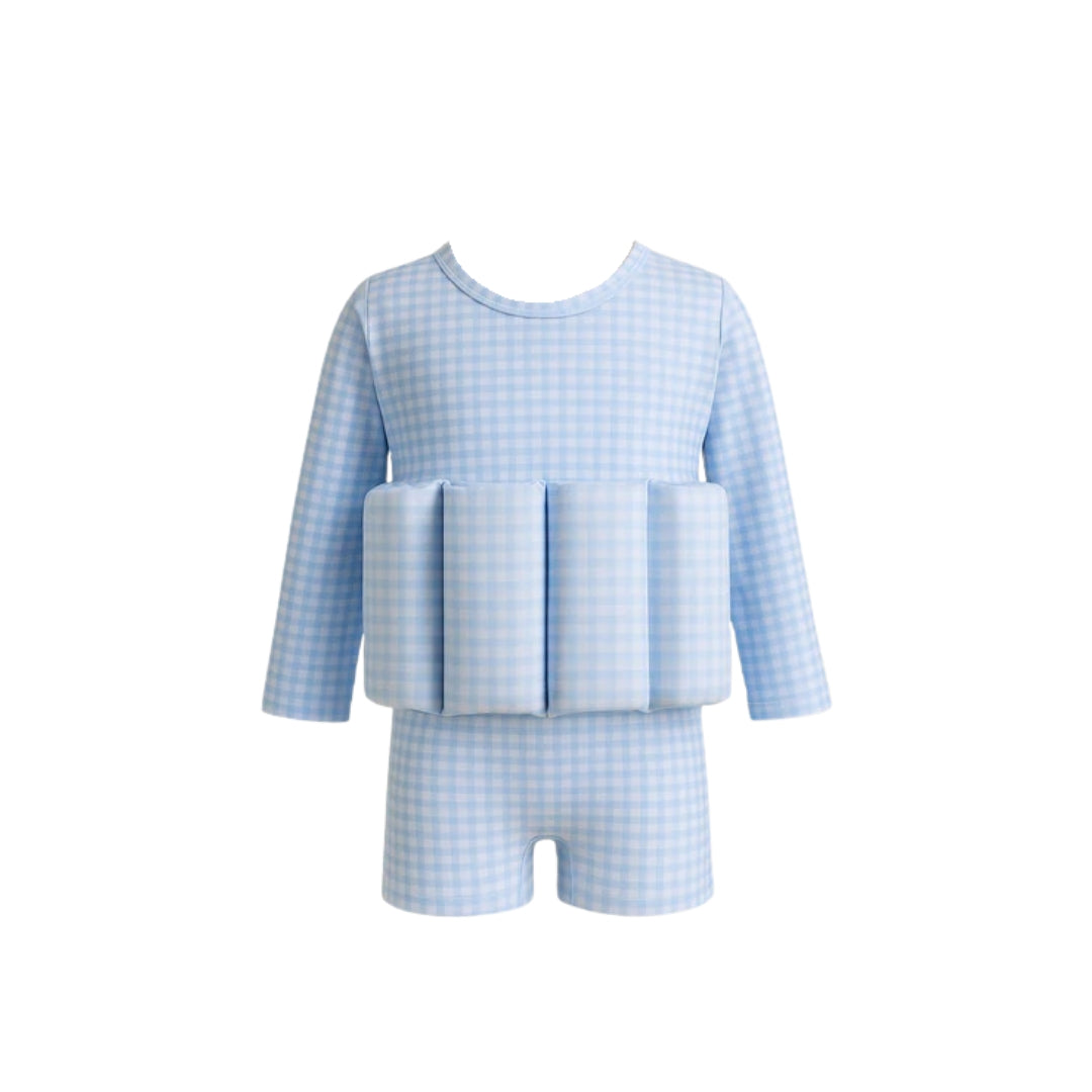 Little Soleil - Long Sleeve Floatsuit | Blue Check