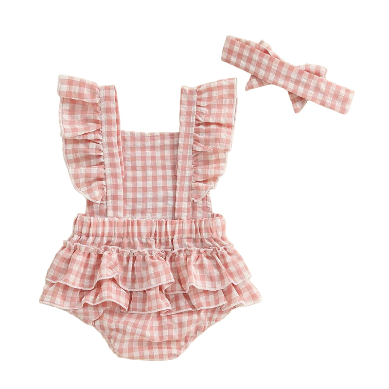 Gingham Goose Romper | Pink