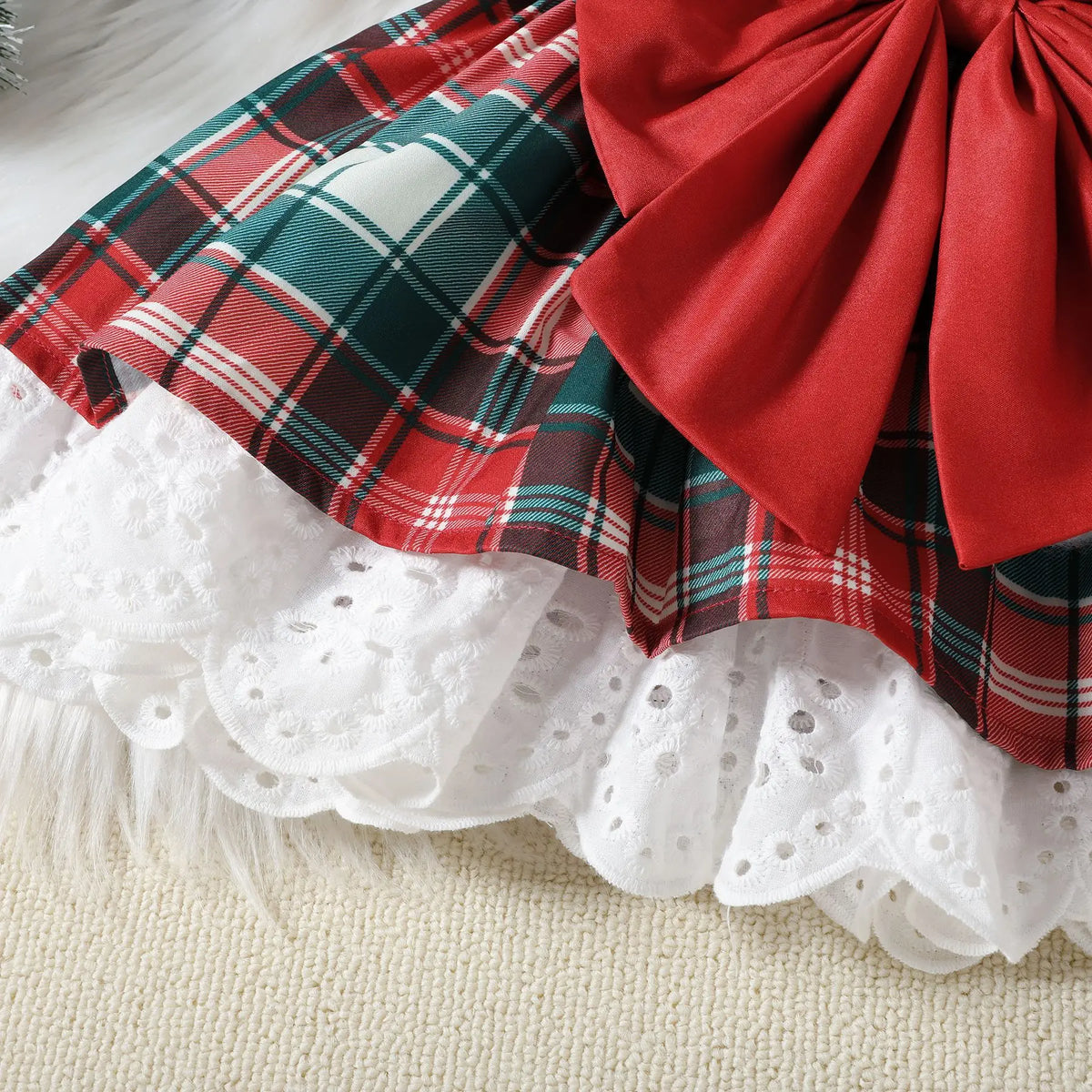 Plaid Christmas Bow Dress