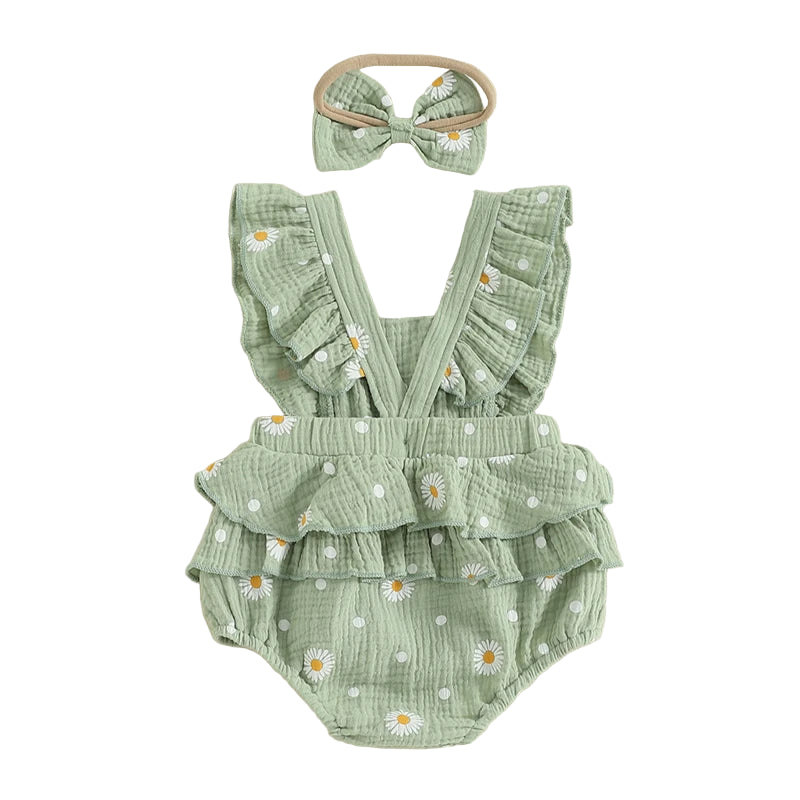 Betty Ruffled Floral Romper | Sage