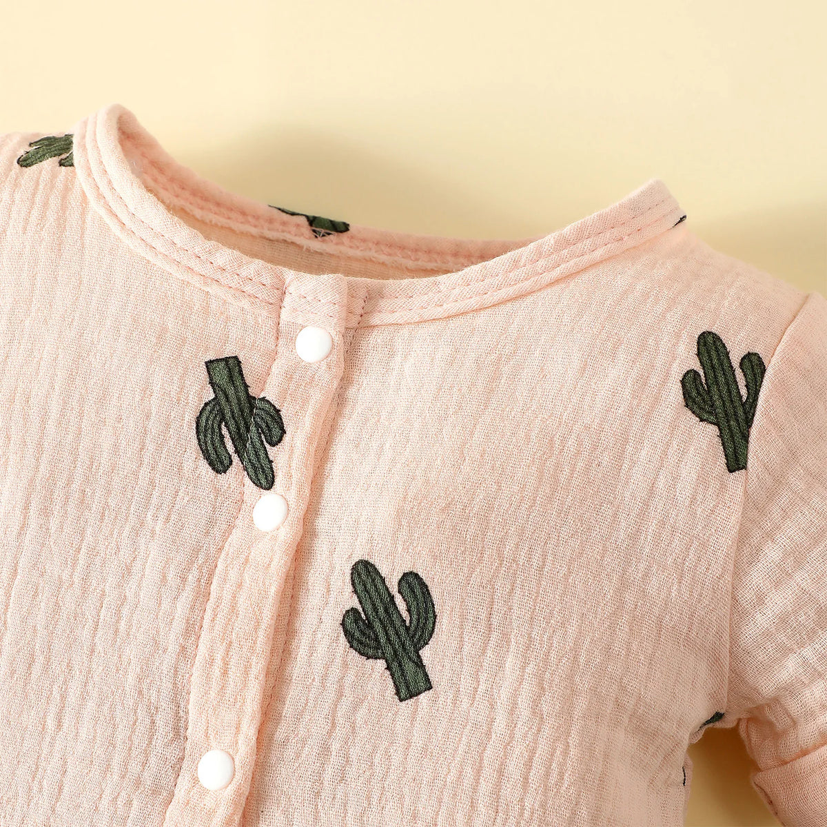 Cactus Muslin Cotton Romper | Pink