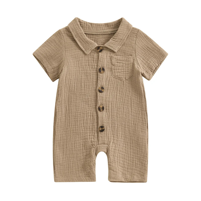 Oliver Muslin Summer Romper | Sand