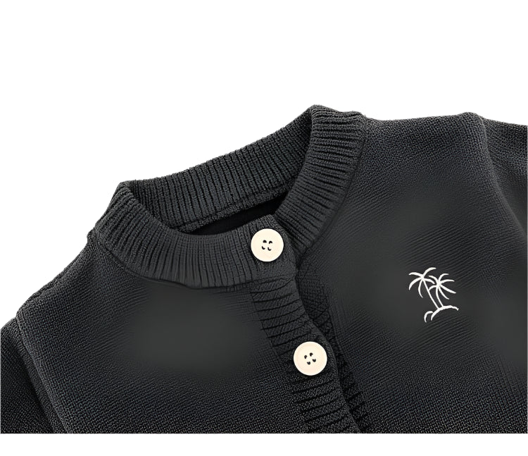 Knitted Palm Romper | Dark Grey