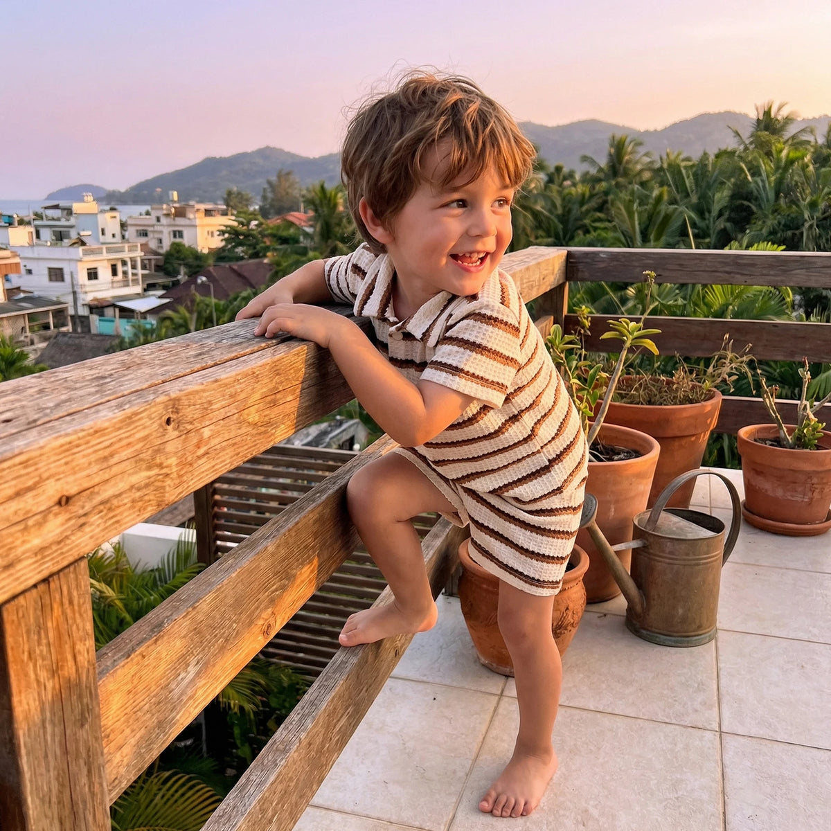 Ventana Shorts Set | Blue Stripe