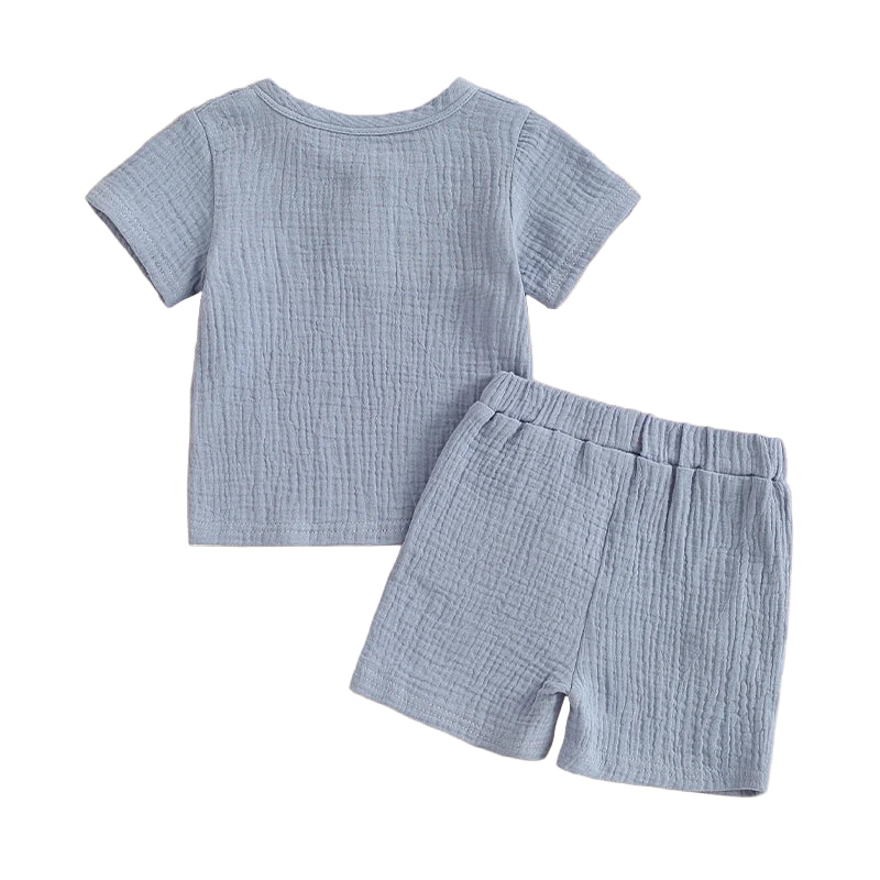 Two Tone Muslin Summer Set | Blue