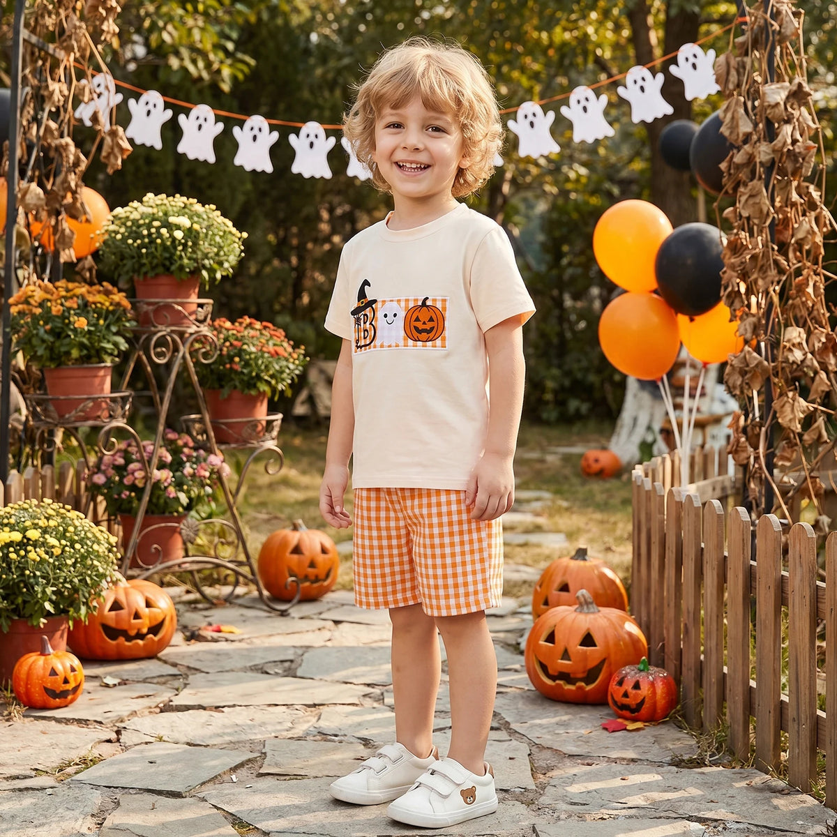 Boo Halloween Shorts Set