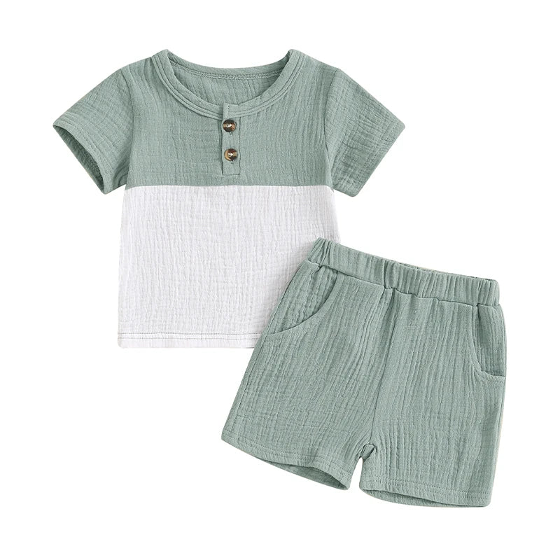 Two Tone Muslin Summer Set | Sage