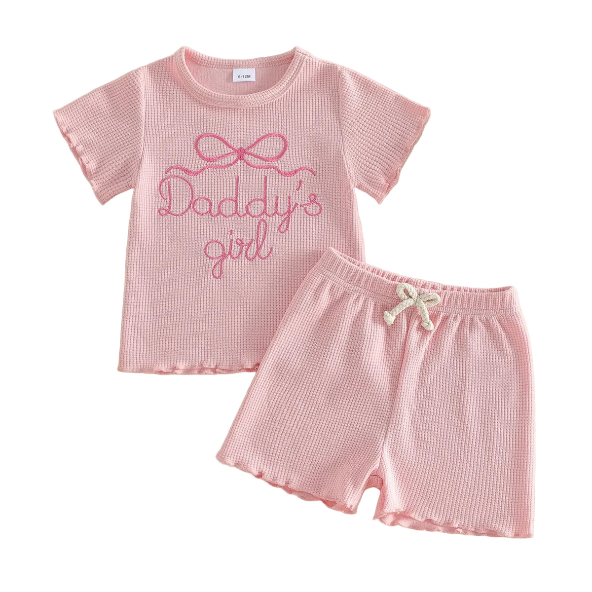 Daddy's Girl Waffle Bow Set | Pink